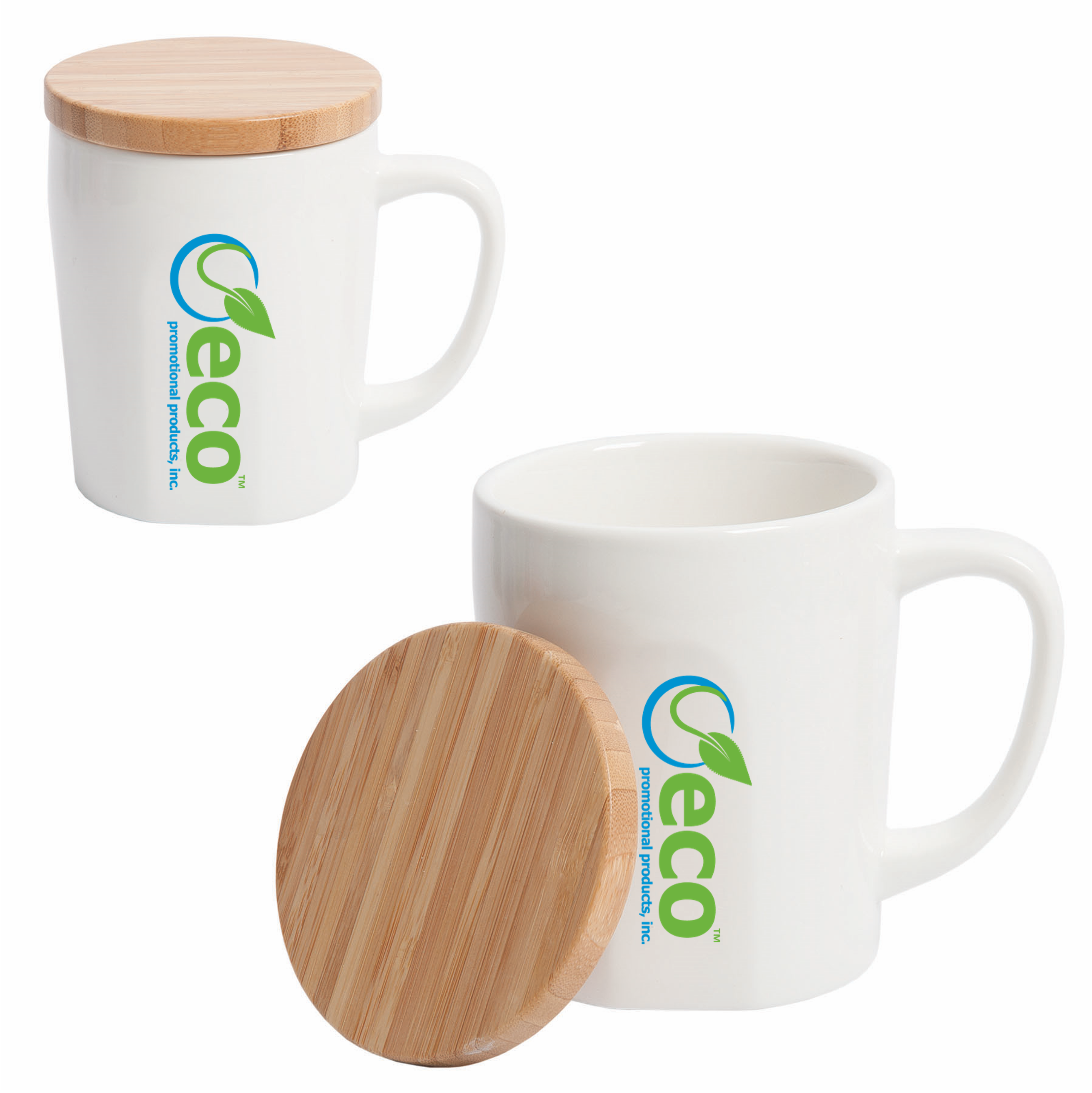 Ceramic Mug with Bamboo Coaster Lid 15 oz Eco Promotional Products